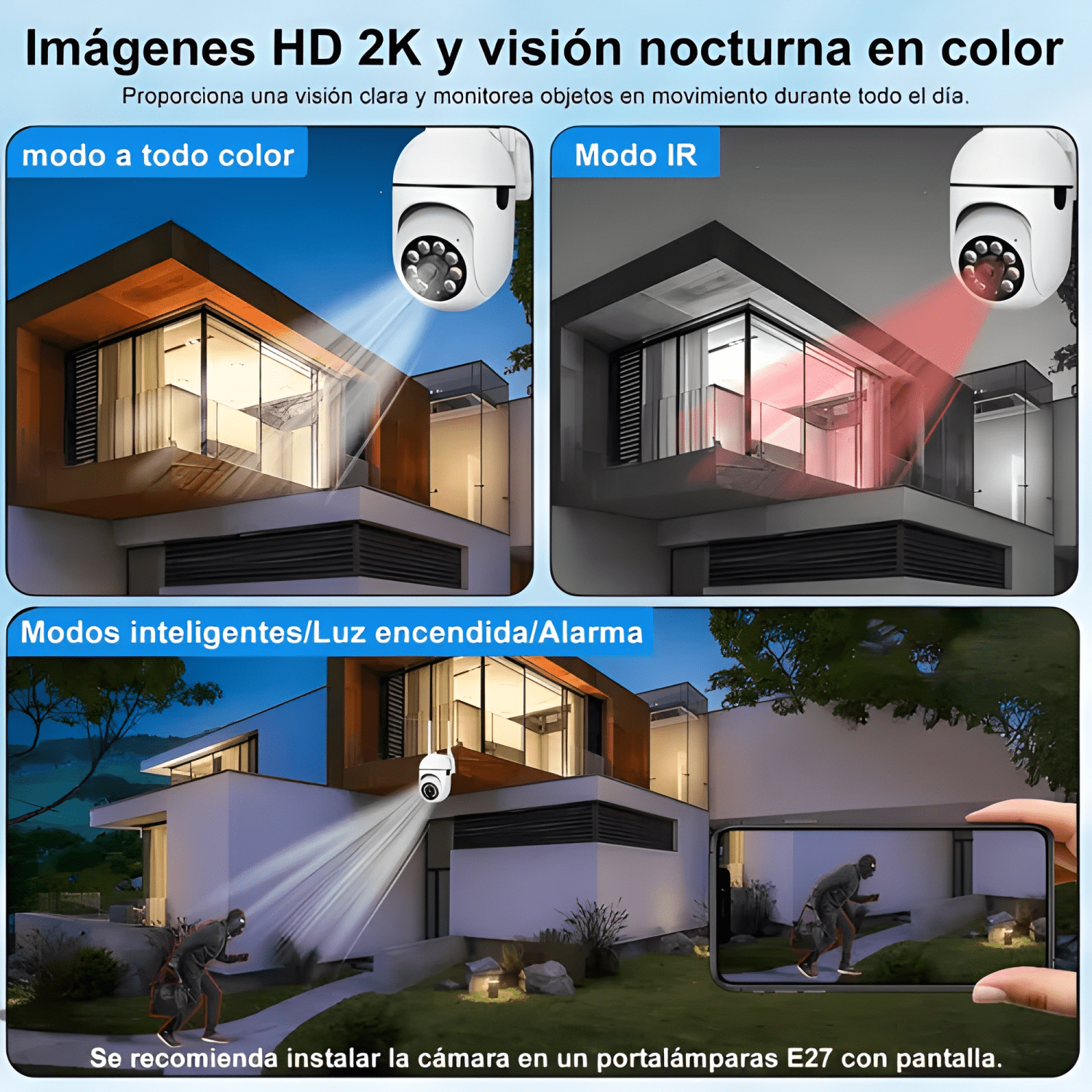 Cámara de Seguridad Exterior 3mp Inalámbrica Hd 360° Plus-3