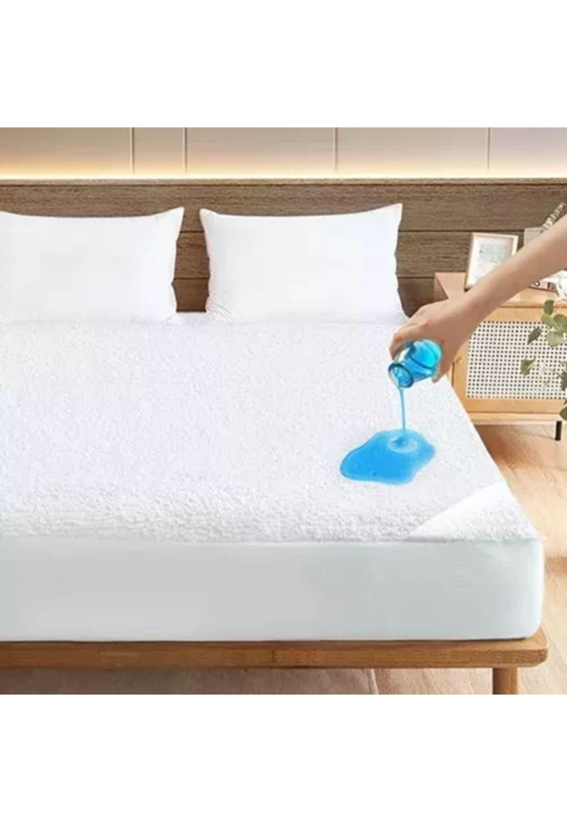 Funda cubre colchón impermeable 1.5 plazas, 190x105x30 cm, color blanco-2