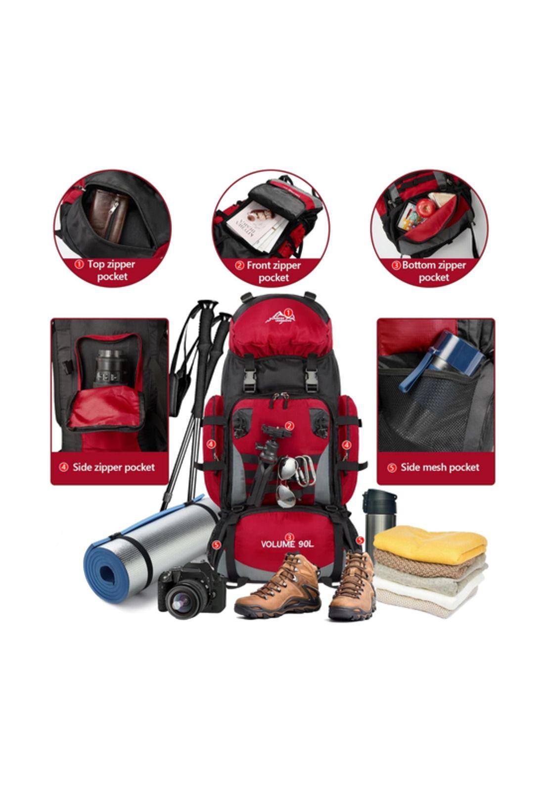 Mochila 90L camping outdoor trekking color rojo-4