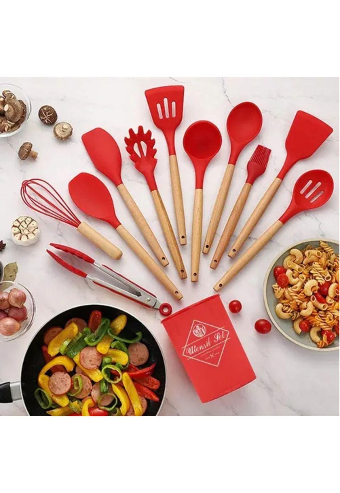 Set de 12 utensilios de cocina de silicona, antiadherentes-4