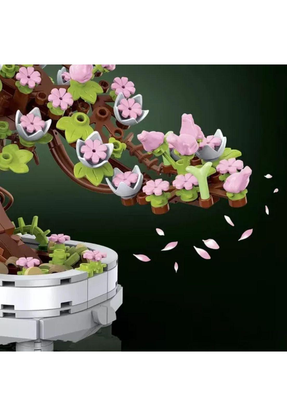 Bloques de flores de cerezo bonsai suculentas blanco-4