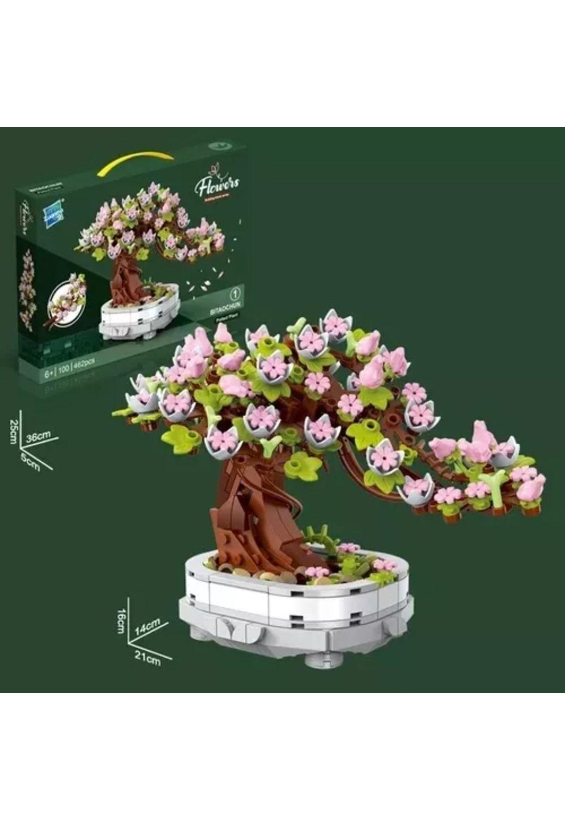 Bloques de flores de cerezo bonsai suculentas blanco-6
