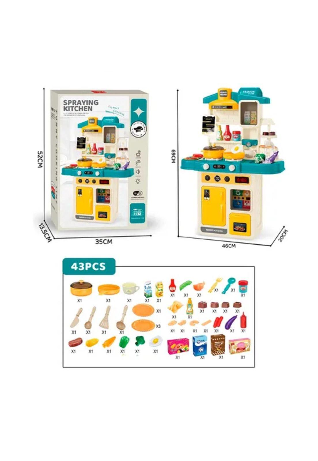 Cocina interactiva moderna para niñas y niños con sonido y luces azul-3
