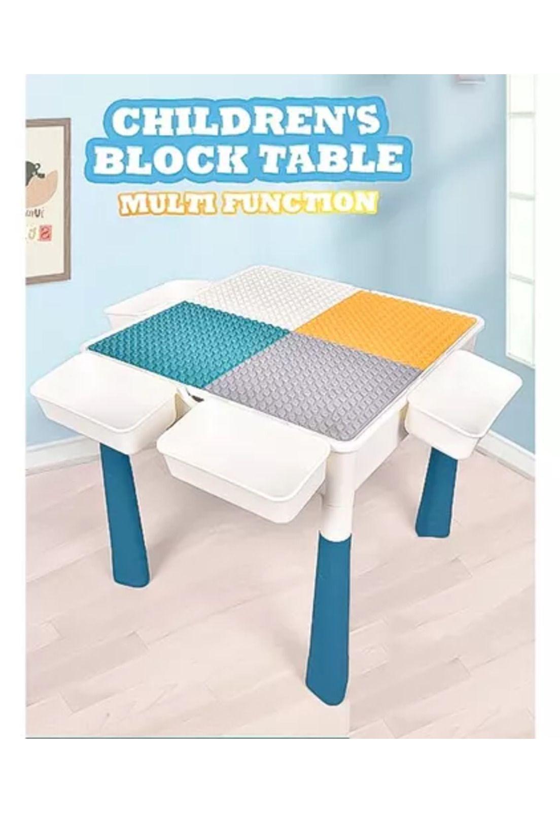 Mesa didáctica de bloques de construcción 200 piezas y 2 sillas blanca-5