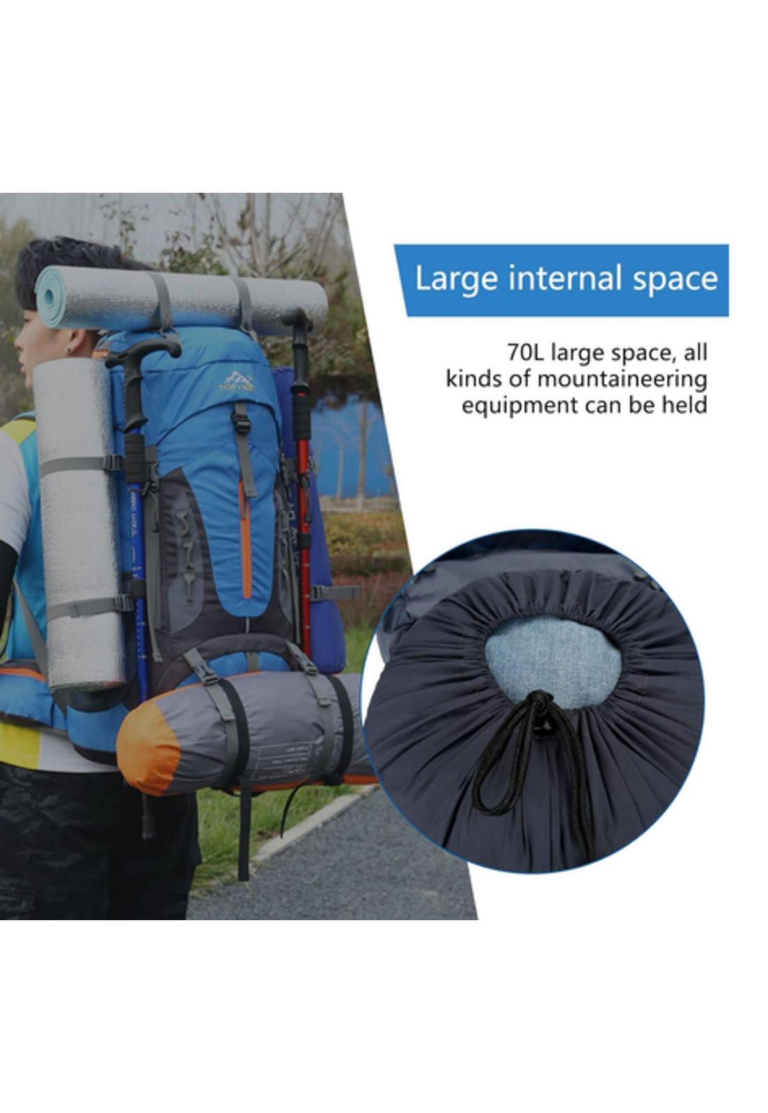 Mochila impermeable 60L con cubre mochila color azul-3