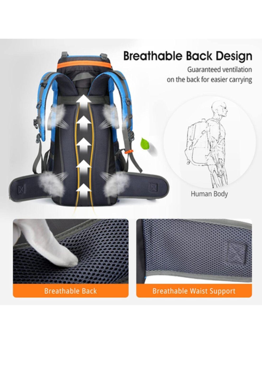Mochila impermeable 60L con cubre mochila color azul-4
