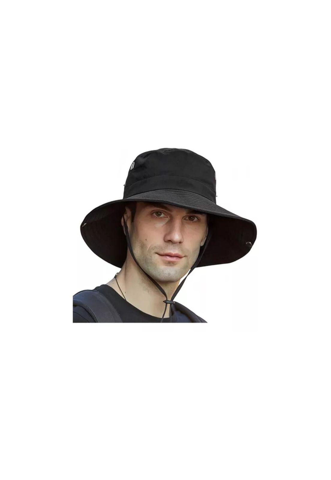 Sombrero Pescador Trekking Cordon Ajustable Impermeable Negro-2