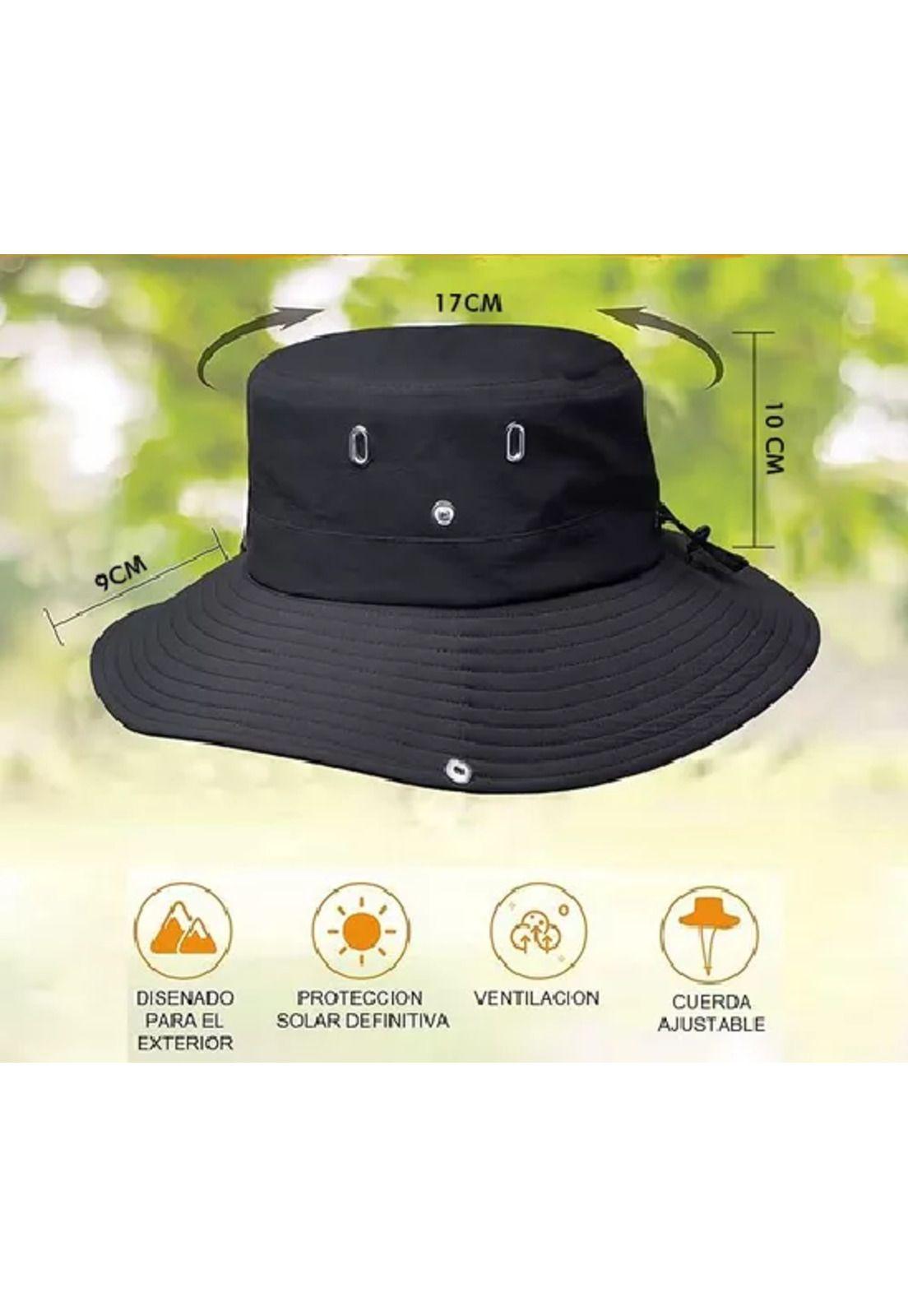 Sombrero Pescador Trekking Cordon Ajustable Impermeable Negro-3