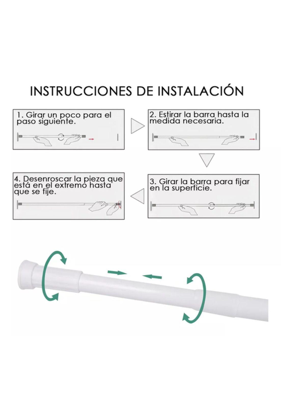 Barra extensible 110-200cms cortina de ducha acero cromada blanco-5