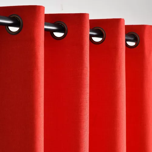 Cortina Lino Con Blackout Engomado Térmica 140x220 Rojo-0