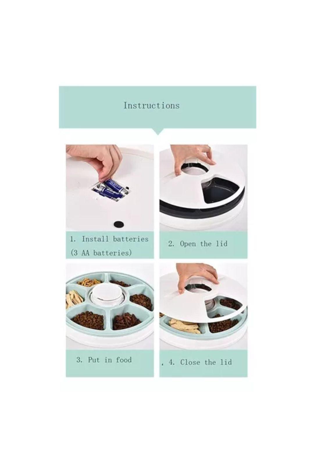 Dispensador automático de alimento para perros y gatos, blanco-6