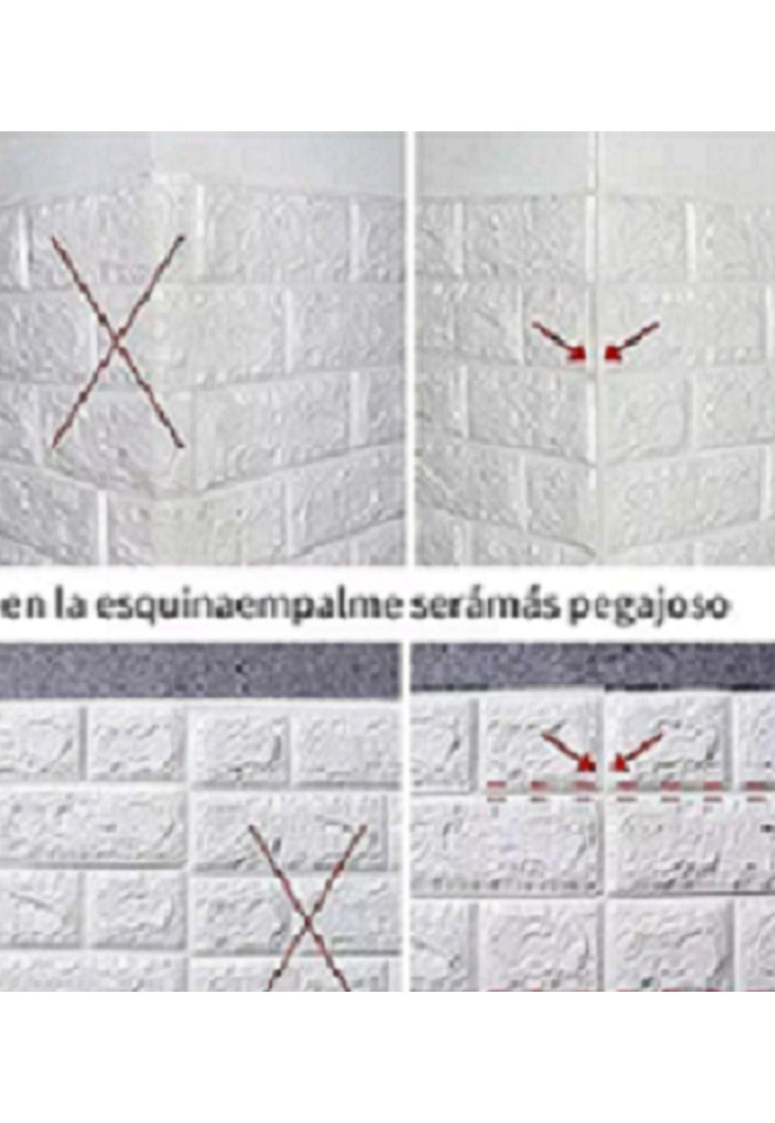 Pack de 10 Láminas de Papel Mural 3D Ladrillo Blanco 77x70cm-2