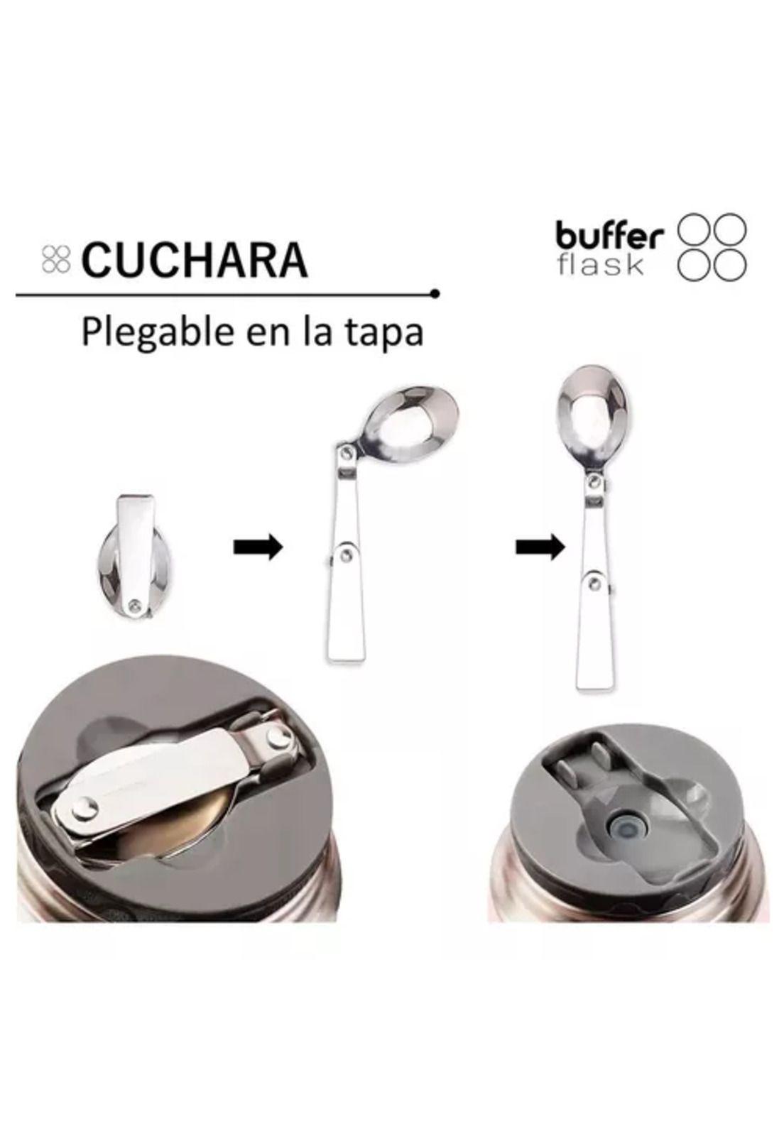 Termo de comida y líquido Buffer, multipropósito, 630 ml + cuchara-2