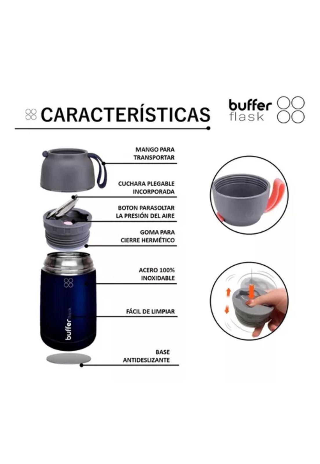 Termo de comida y líquido Buffer, multipropósito, 630 ml + cuchara-4