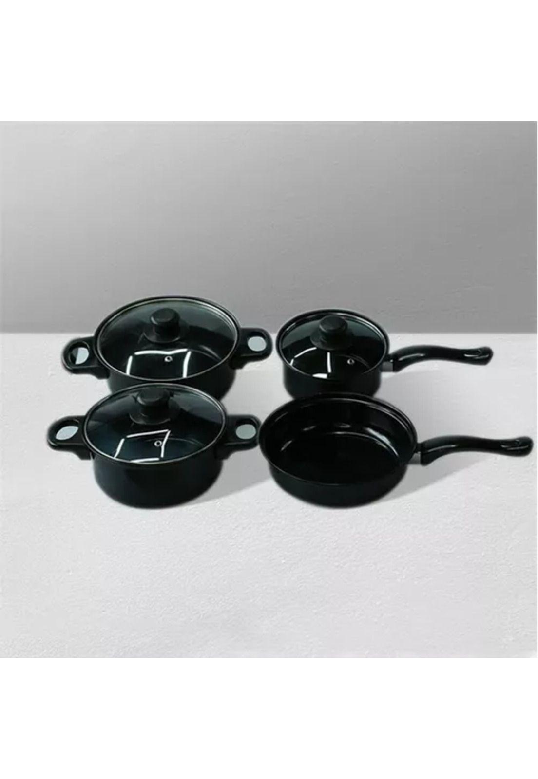 Set de batería de 13 piezas, antiadherente, Royal Mark, ollas y sartén, color negro-2
