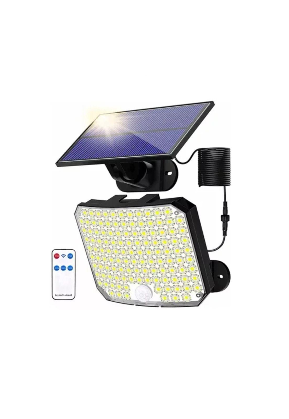 Foco solar exterior panel solar luces solares 100w negro-2