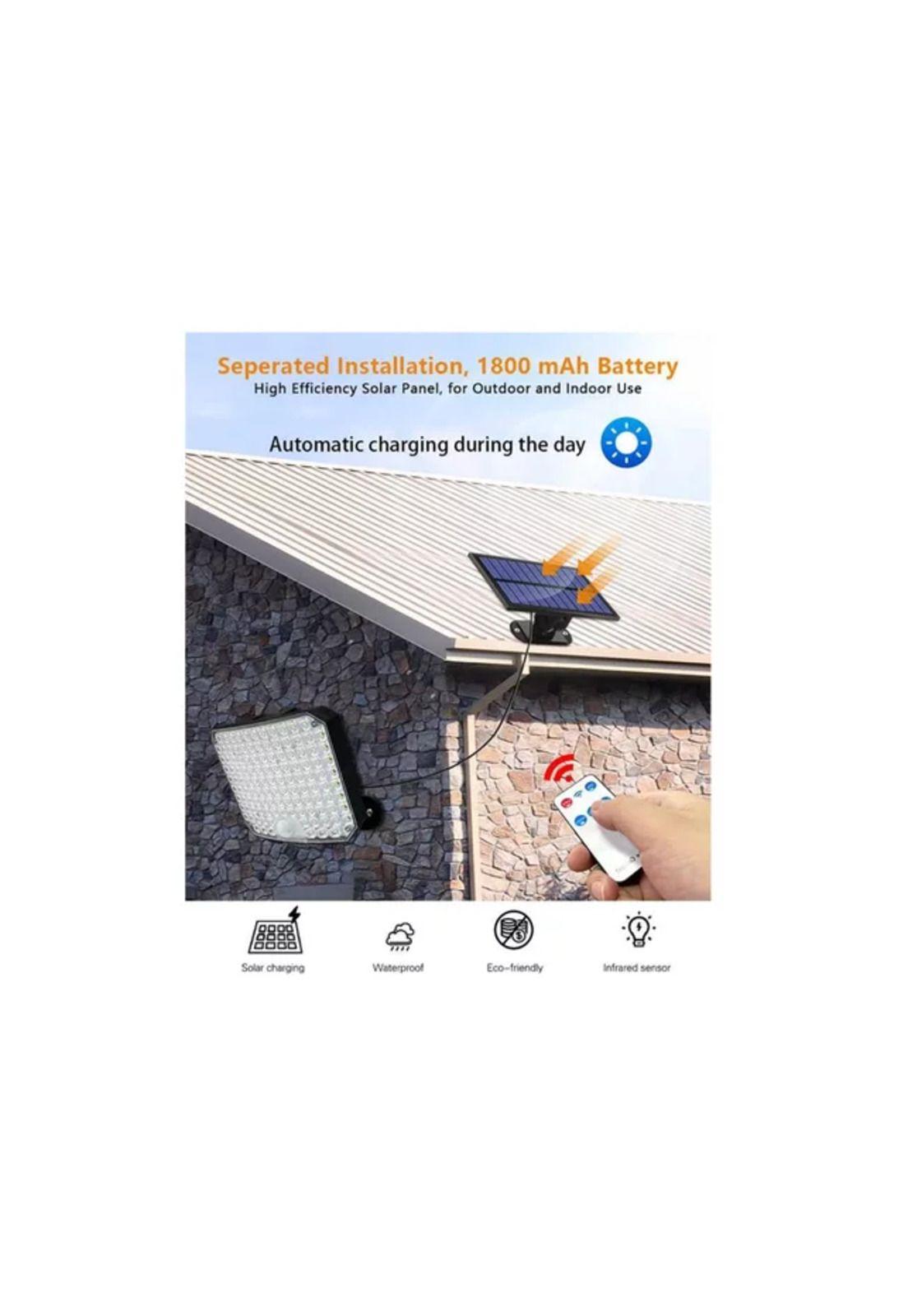 Foco solar exterior panel solar luces solares 100w negro-5