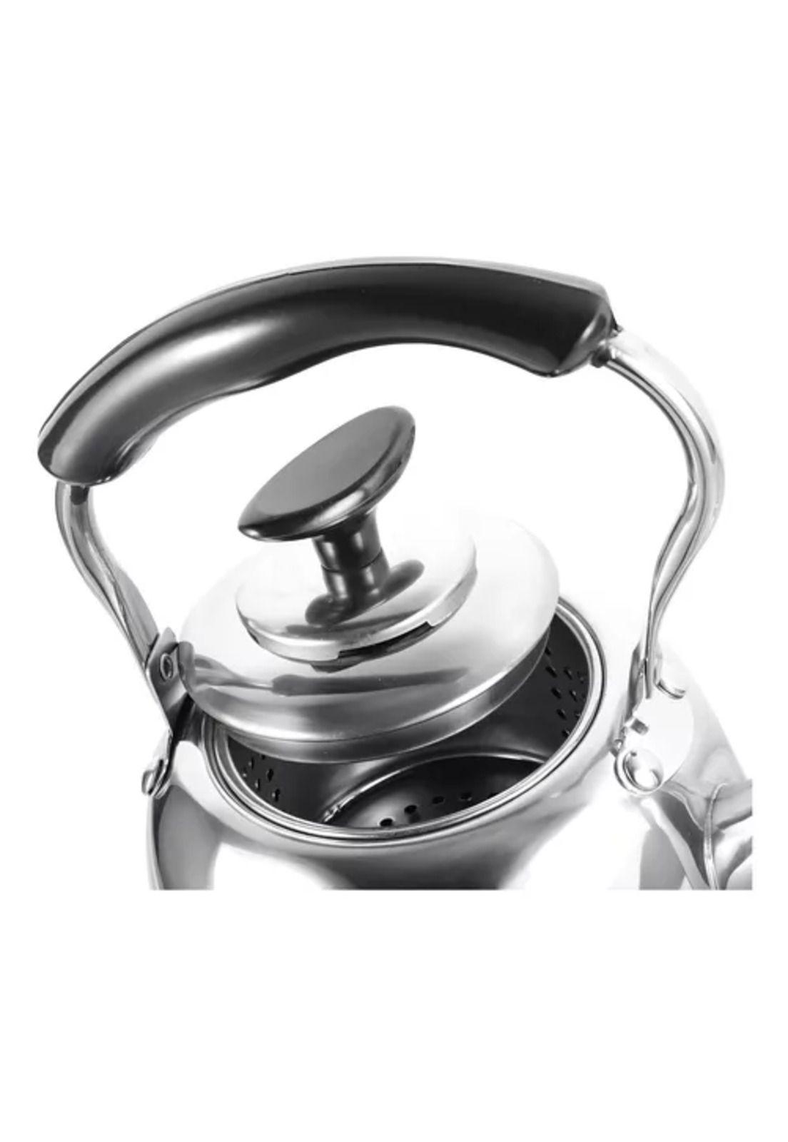 Hervidor de acero inoxidable de 1 litro con infusor, color plateado-3