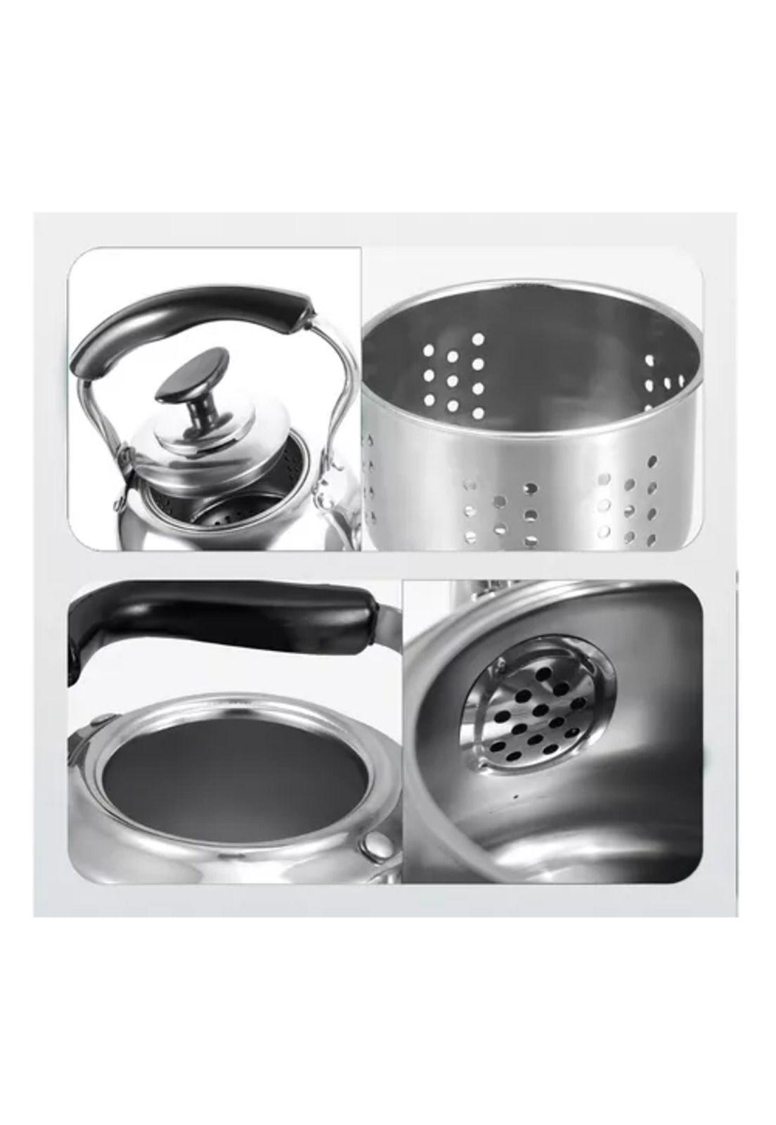 Hervidor de acero inoxidable de 1 litro con infusor, color plateado-4