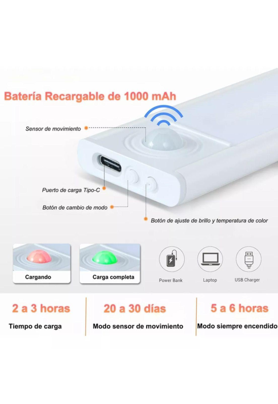 Luz clóset barra con sensor movimiento 30cm lámpara armario blanco-2