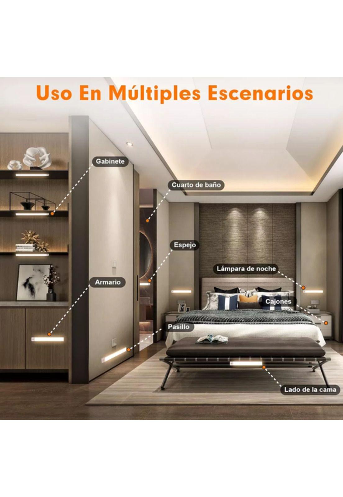Luz clóset barra con sensor movimiento 30cm lámpara armario blanco-4