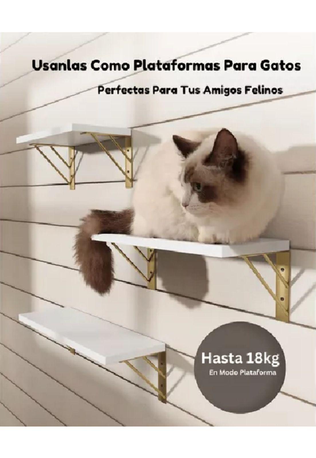 Repisas Flotantes de Madera Multipropósito Kit 3 Blanco con Dorado-4