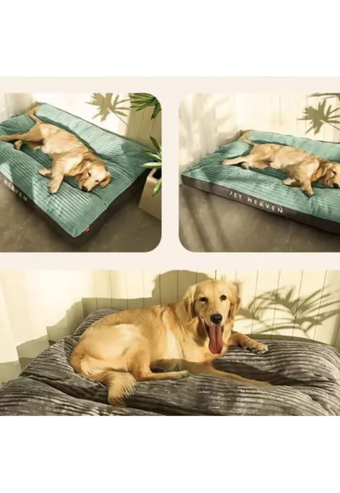 Cama ortopédica antiestrés premium 110 cm para perros verde-4