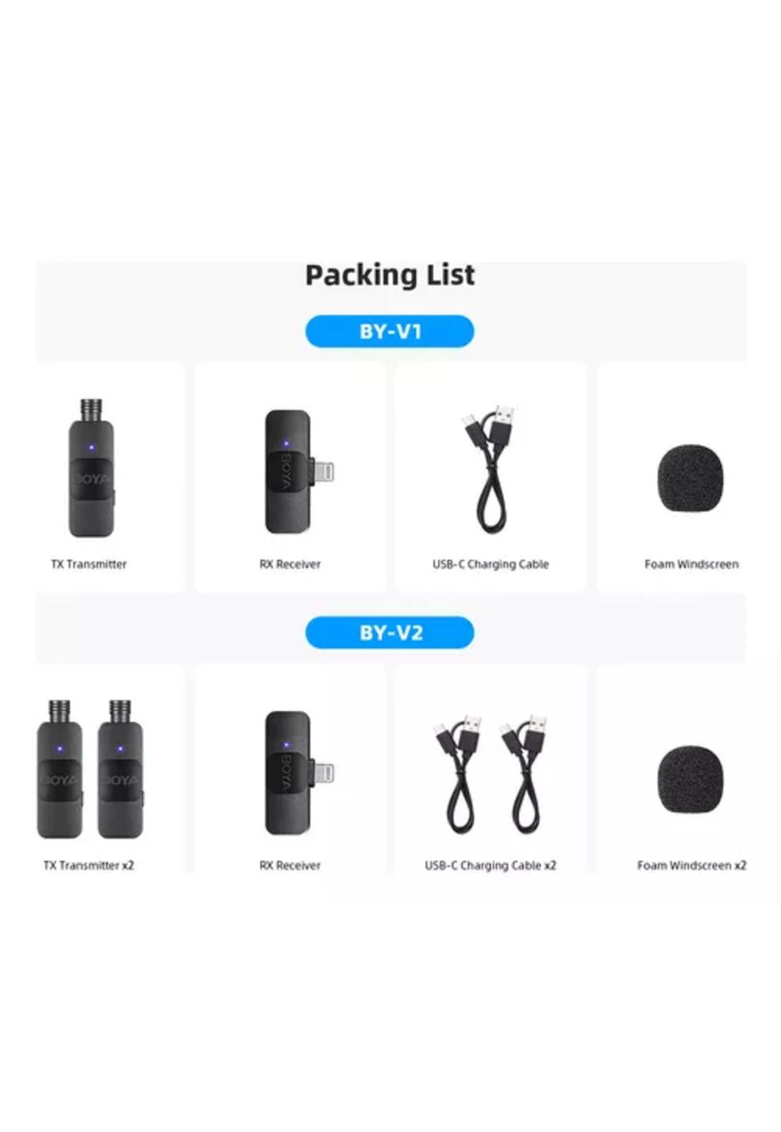 2 micrófonos inalámbricos de solapa Lavalier Boya BY-V2, compatibles con iPhone-4