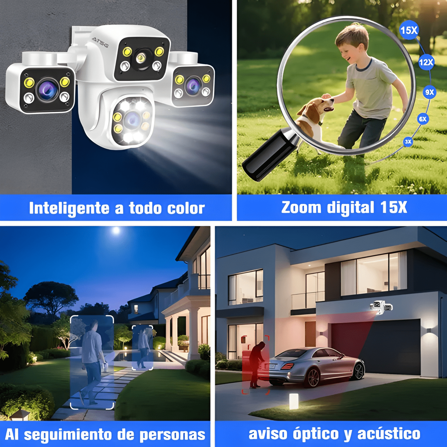 Atsg® 15mp Tres Lentes Cámara de Seguridad 3 Pantalla-3