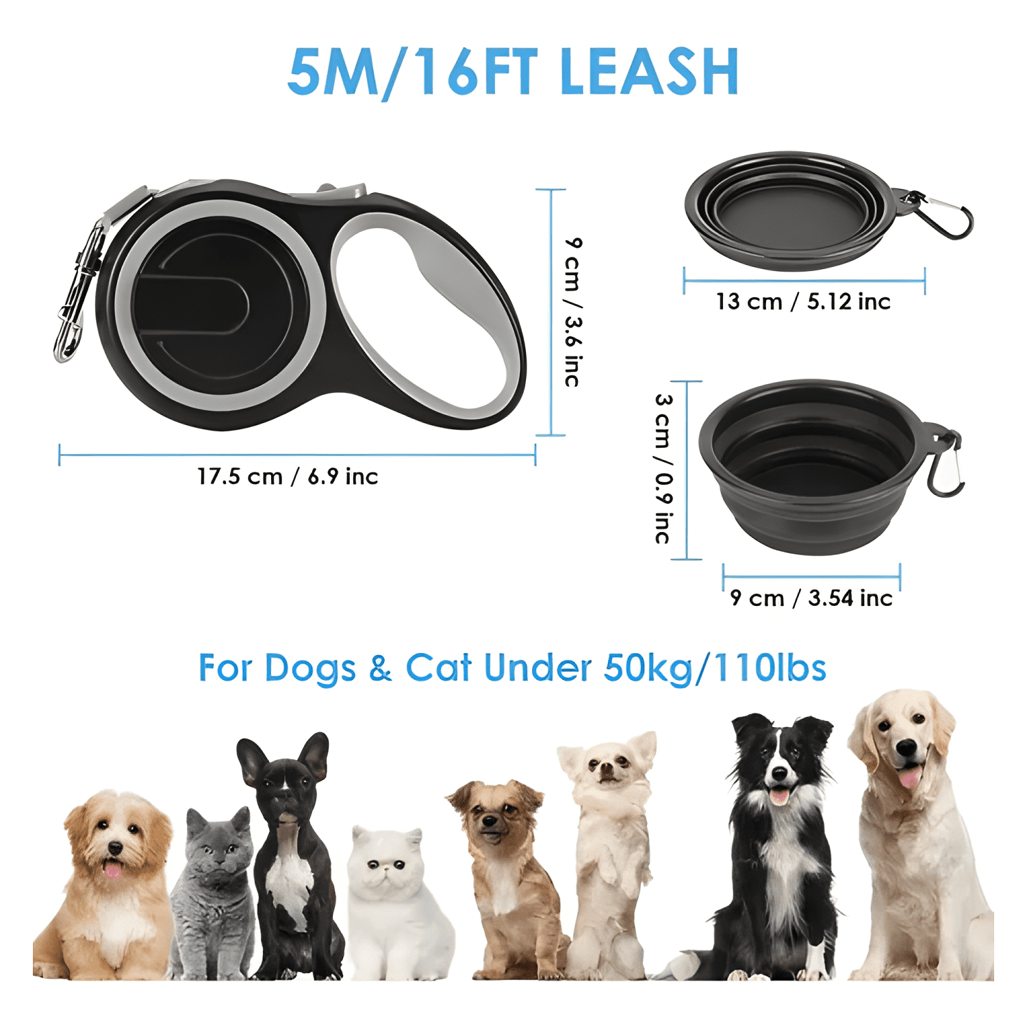 Correa retráctil para perro 5m hasta 50kg con plato #2-4
