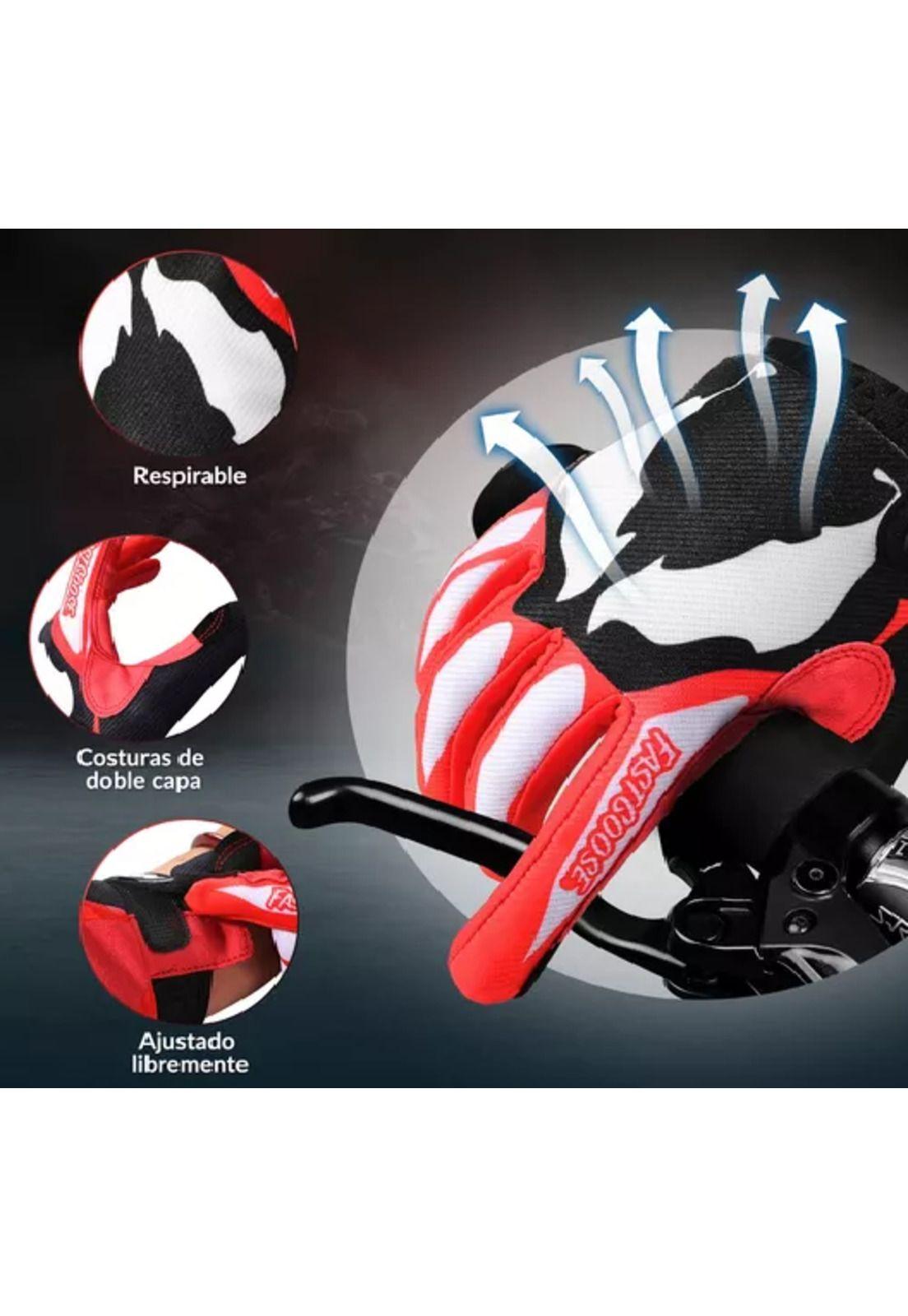 Guantes de moto con pantalla táctil para hombre y mujer, talla L, color rojo-2