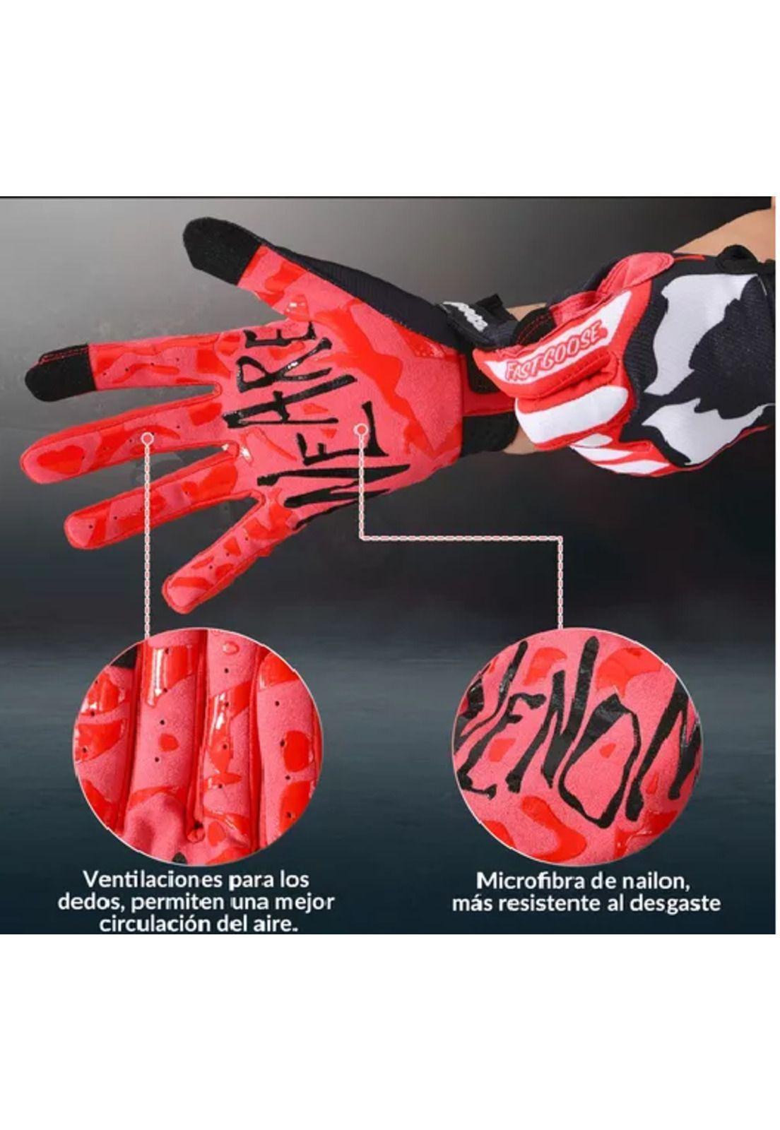 Guantes de moto con pantalla táctil para hombre y mujer, talla L, color rojo-4