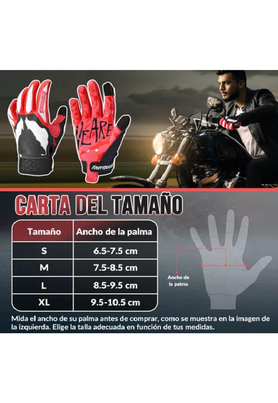 Guantes de moto con pantalla táctil para hombre y mujer, talla L, color rojo-5