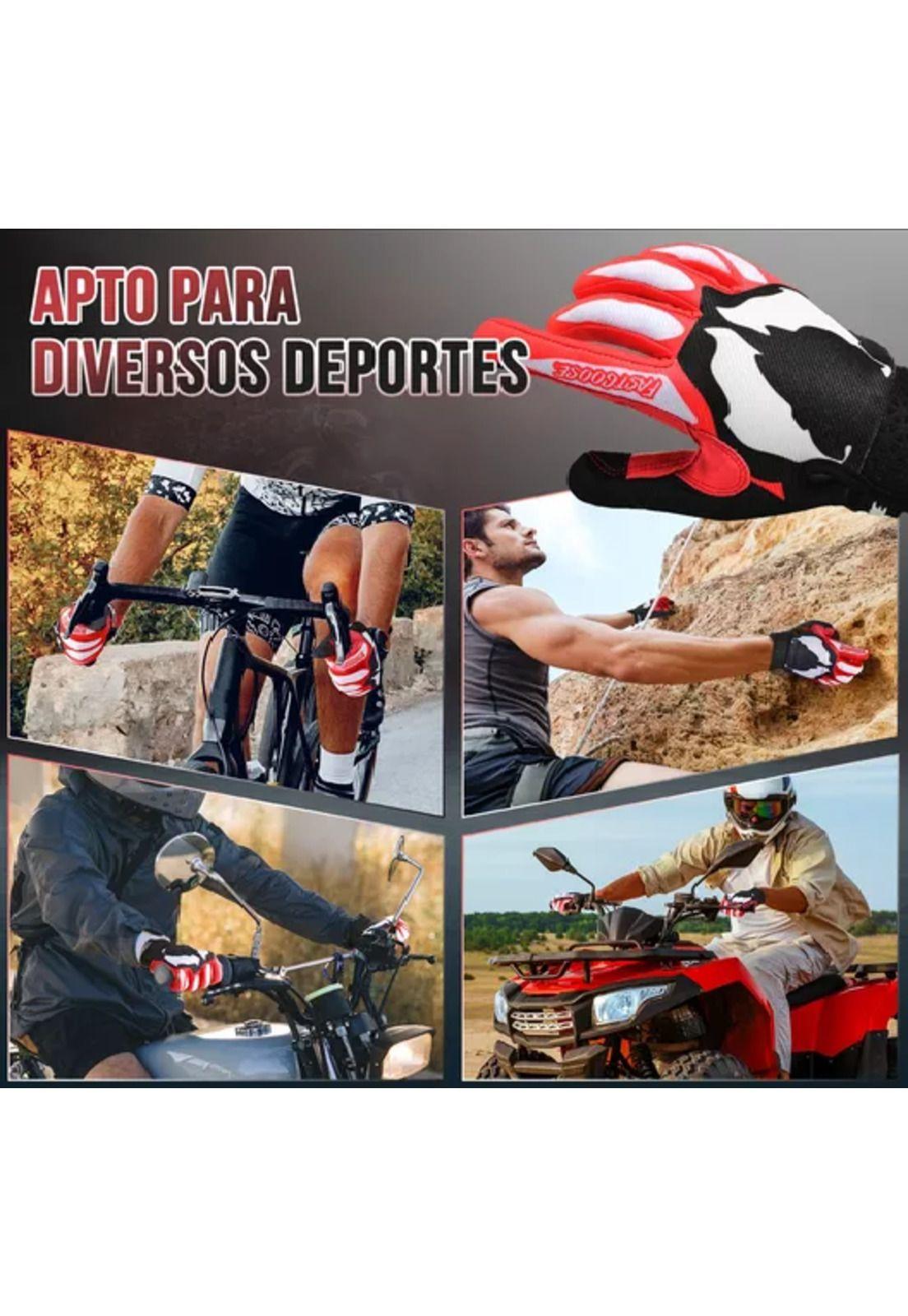 Guantes de moto con pantalla táctil para hombre y mujer, talla L, color rojo-6