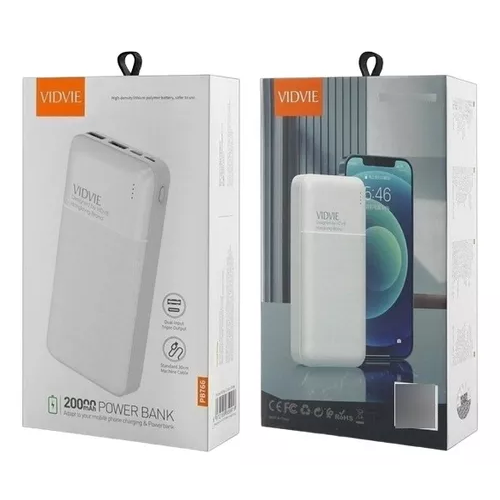 Cargador portátil power bank 20000 mAh Vidvie color blanco-3