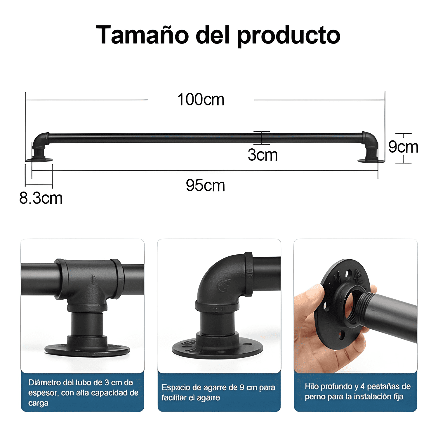 Barandal pasamanos de tubo para escaleras 1 m #1-1
