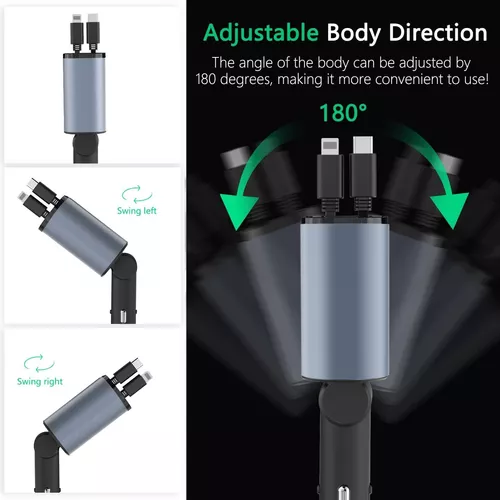 Cargador 4 en 1 auto ultra rápido 20 dual USB-C PD 60W-5