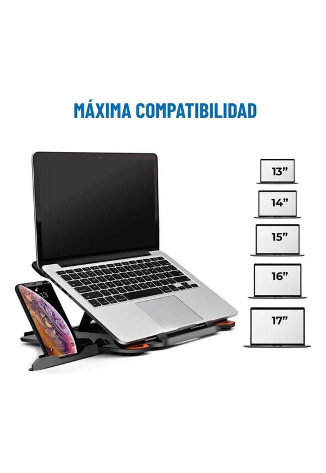 Soporte base notebook y celular ajustable hasta 17 pulgadas negro-2