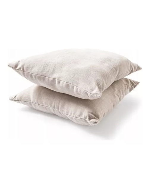 Silla hamaca colgante con soporte de madera y cojines blancos-2