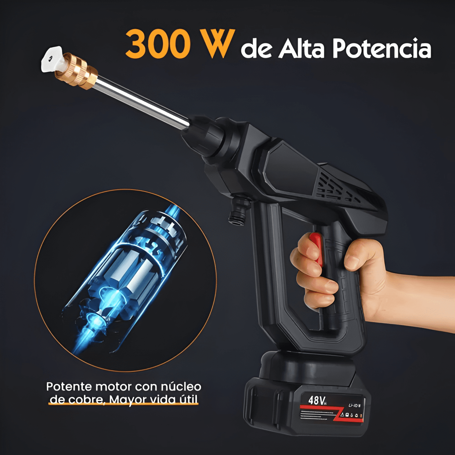 Hidrolavadora Inalámbrica Alta Presión + 2 Baterías + Extras-1