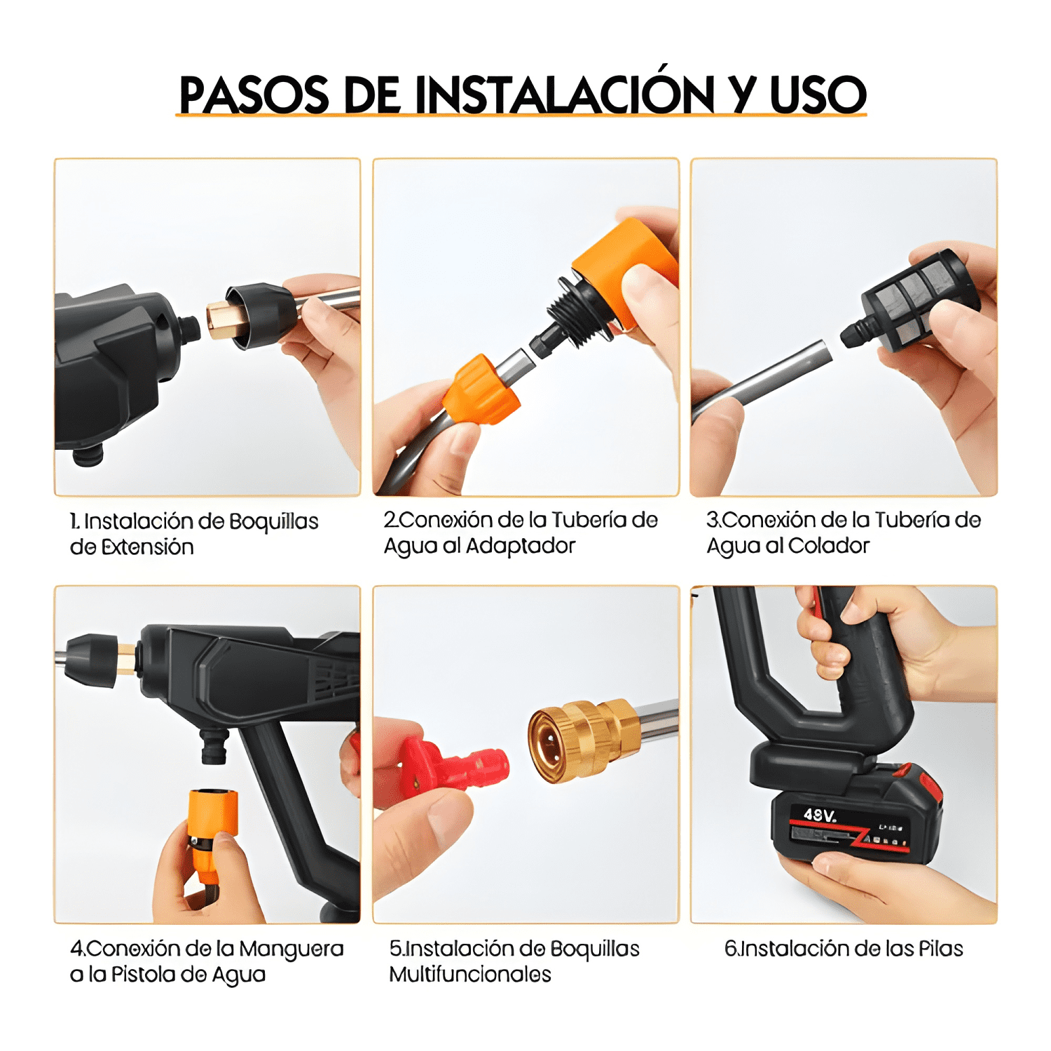 Hidrolavadora Inalámbrica Alta Presión + 2 Baterías + Extras-3