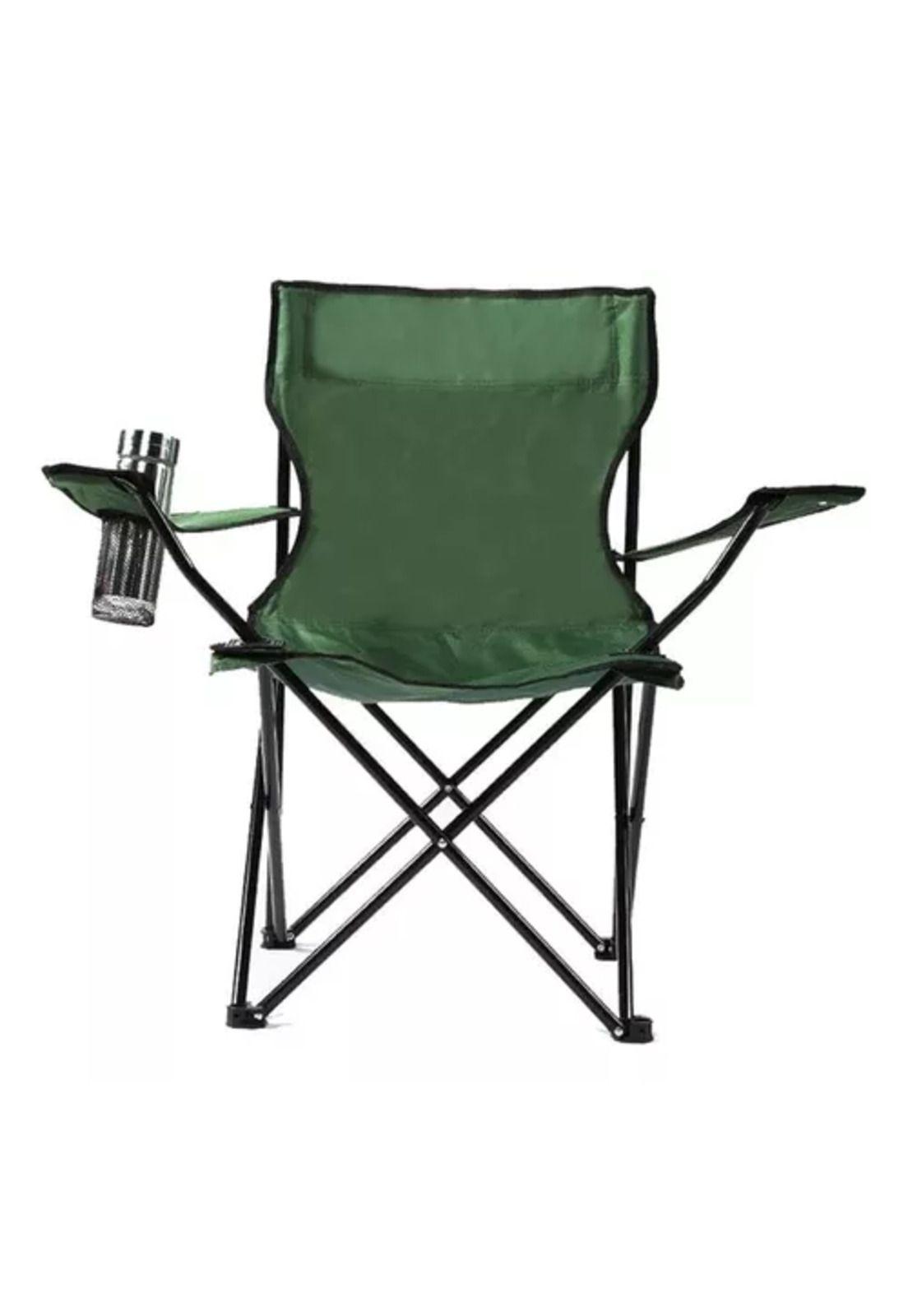 Silla resistente e impermeable plegable con portavasos verdes-0