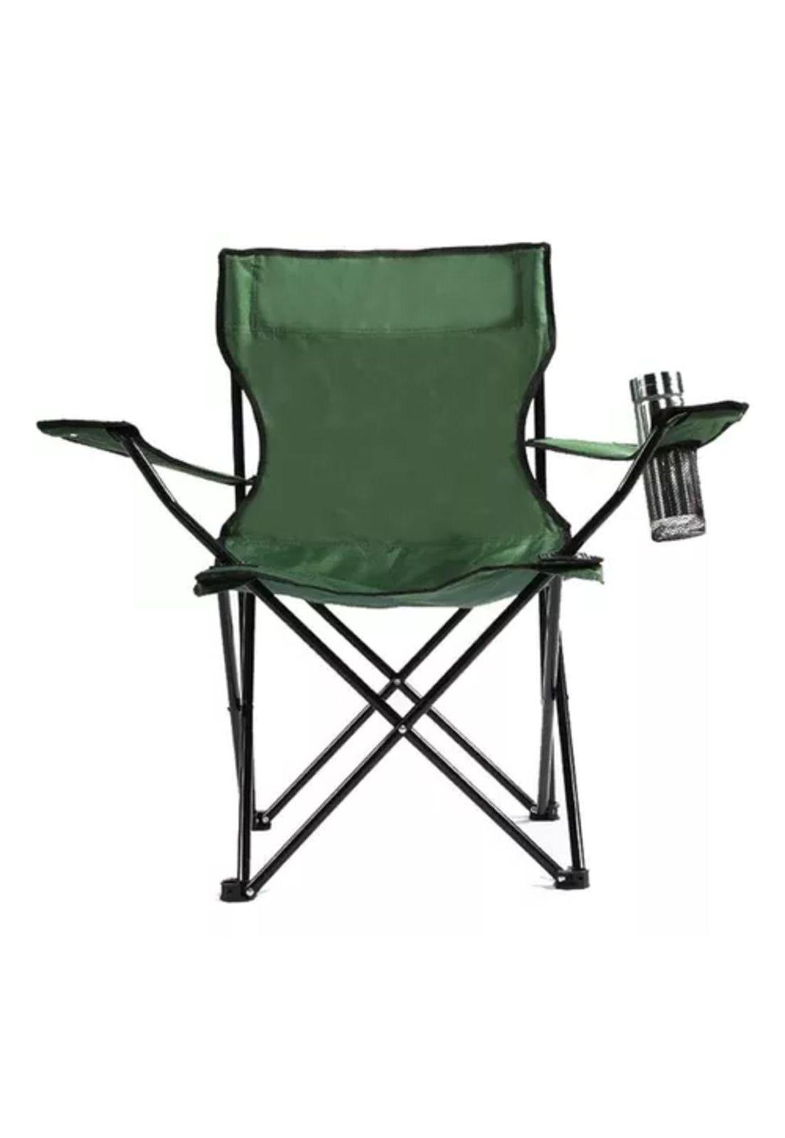 Silla resistente e impermeable plegable con portavasos verdes-1