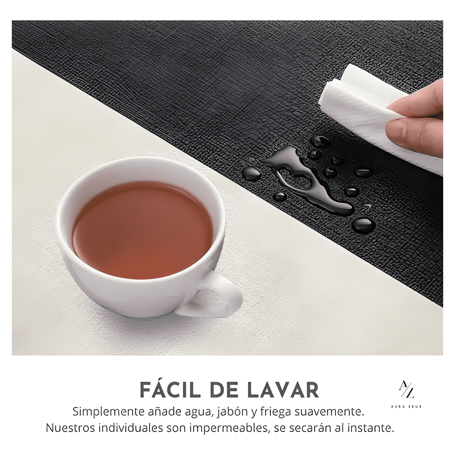 Set 4 individuales impermeable ecocuero antimancha 2 en 1 #4-3