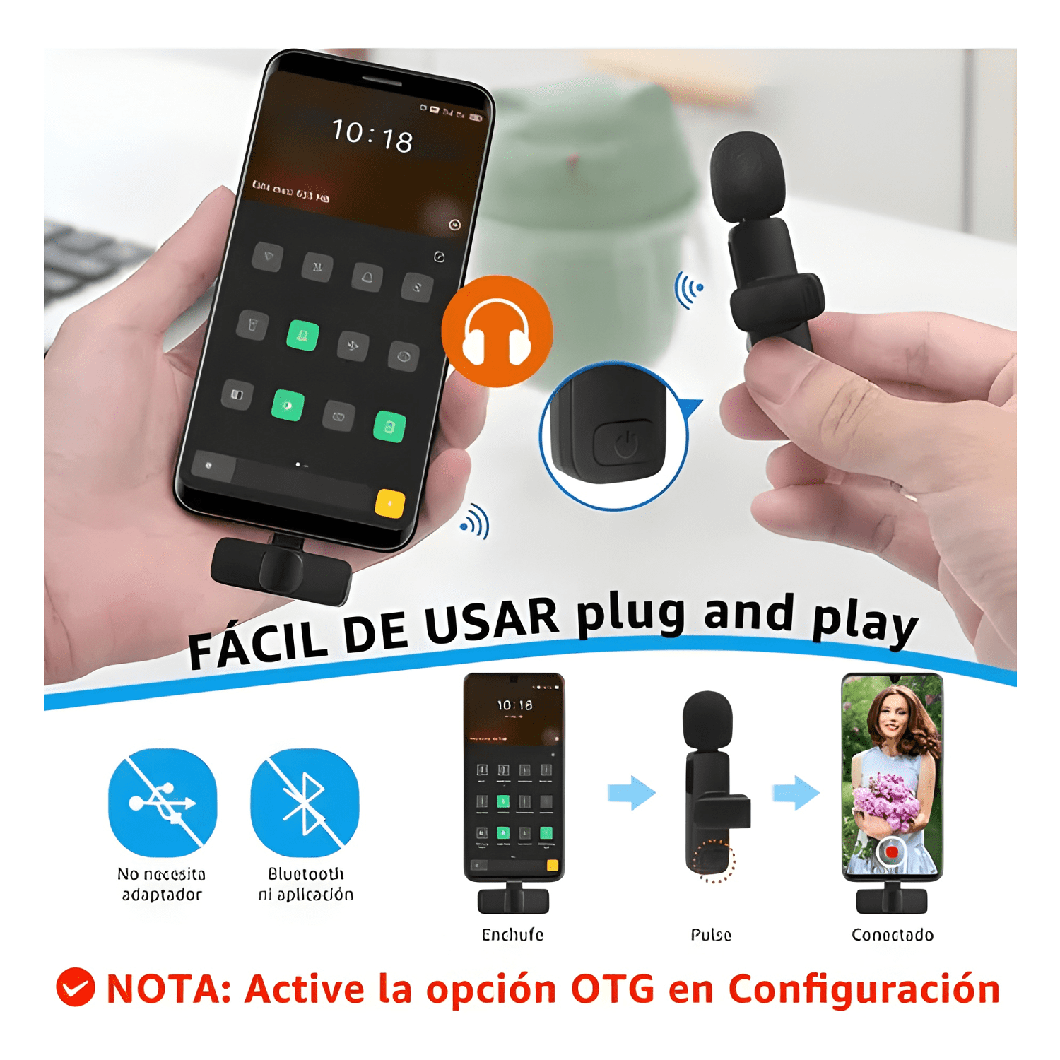 2 Micrófono inalámbrico doble compacto usb-c Negro-3