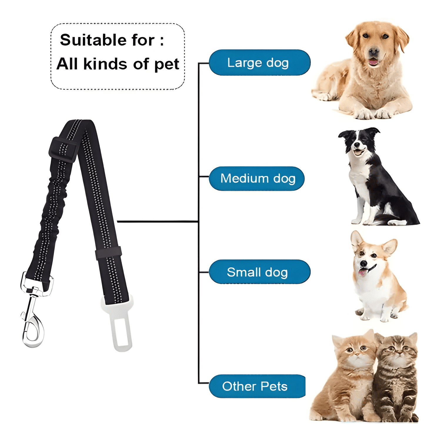 Cinturón de seguridad ajustable para mascotas en auto #2-2