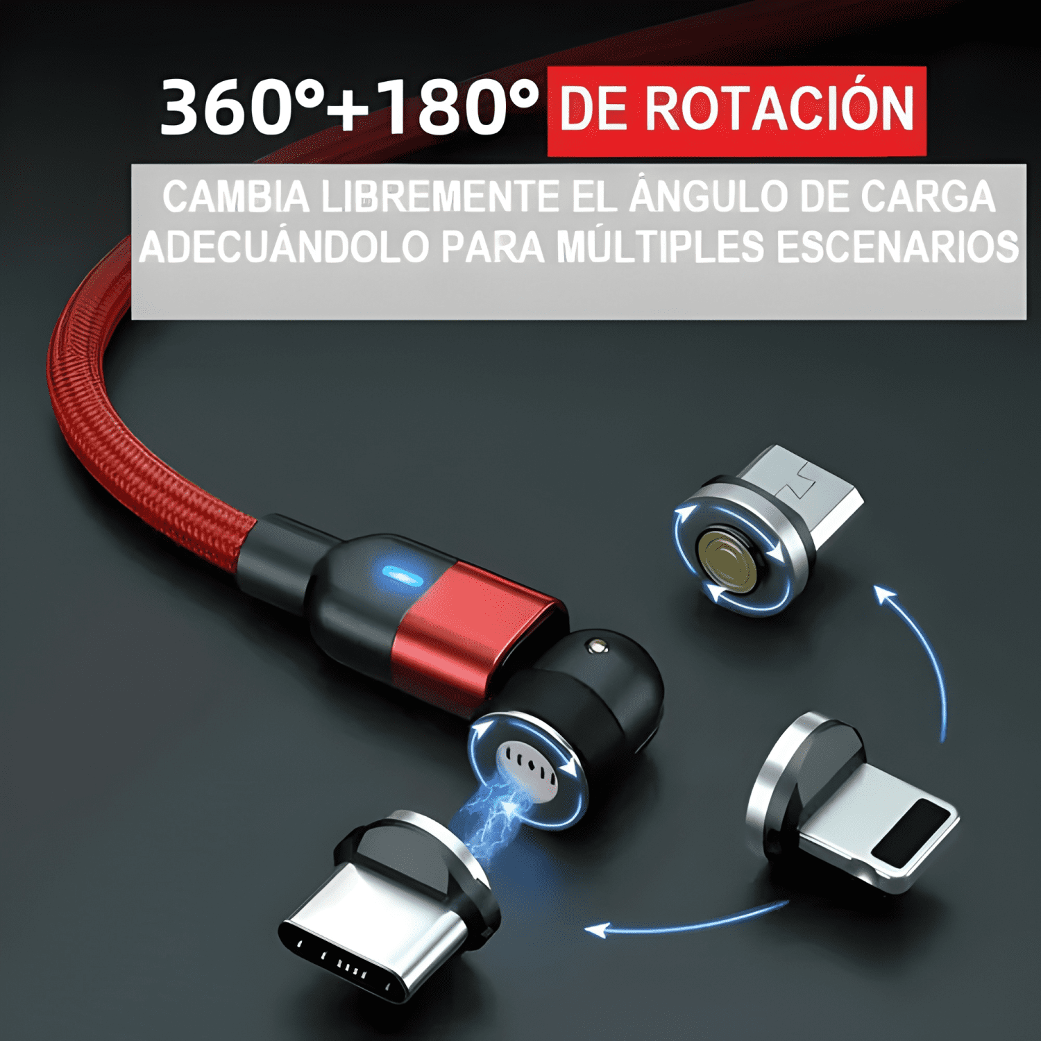 Cable magnético carga rápida + transmisión de datos Rojo-2