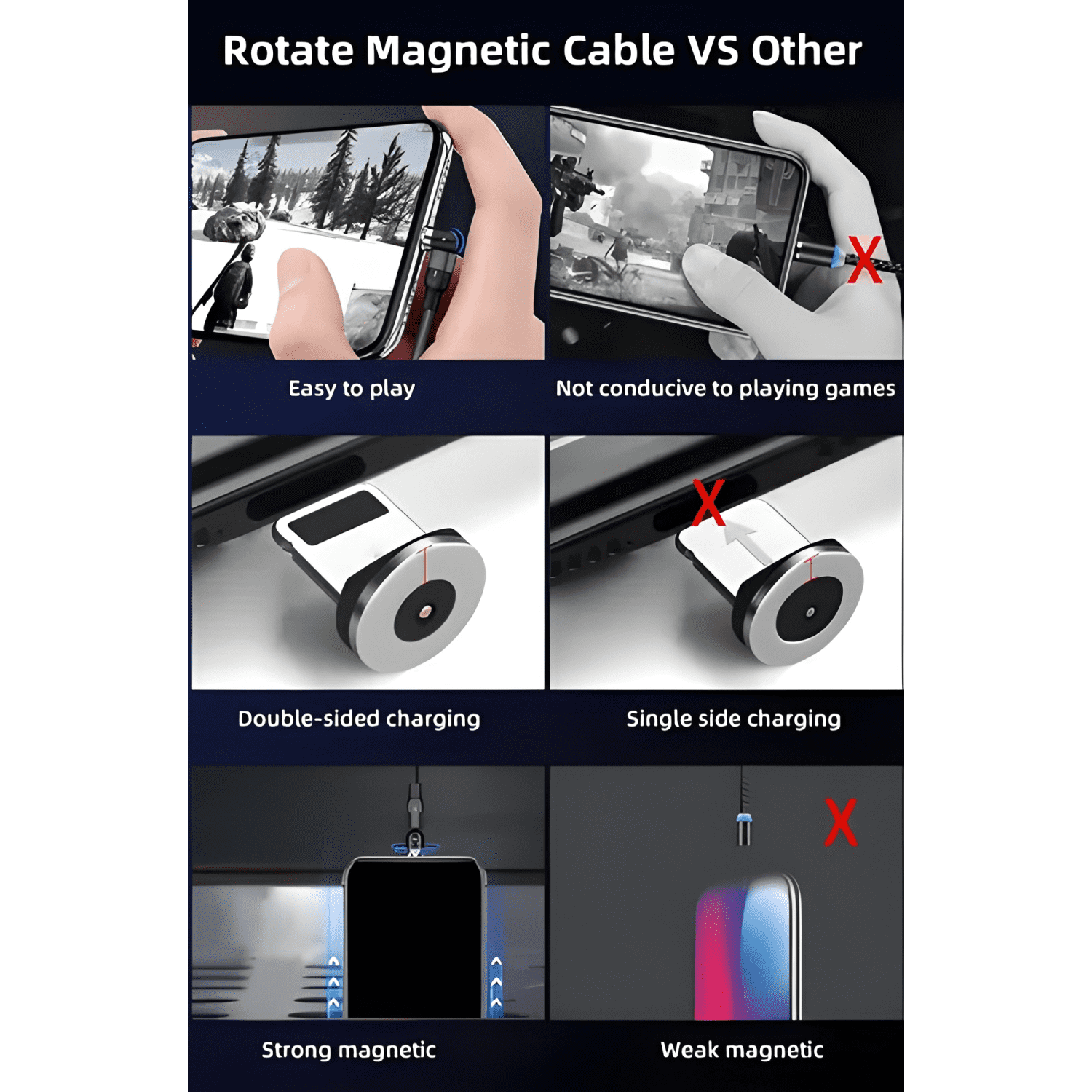 Cable magnético carga rápida + transmisión de datos Rojo-3