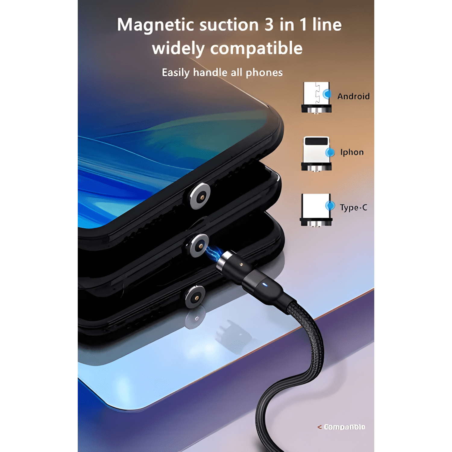 Cable magnético carga rápida + transmisión de datos Rojo-4