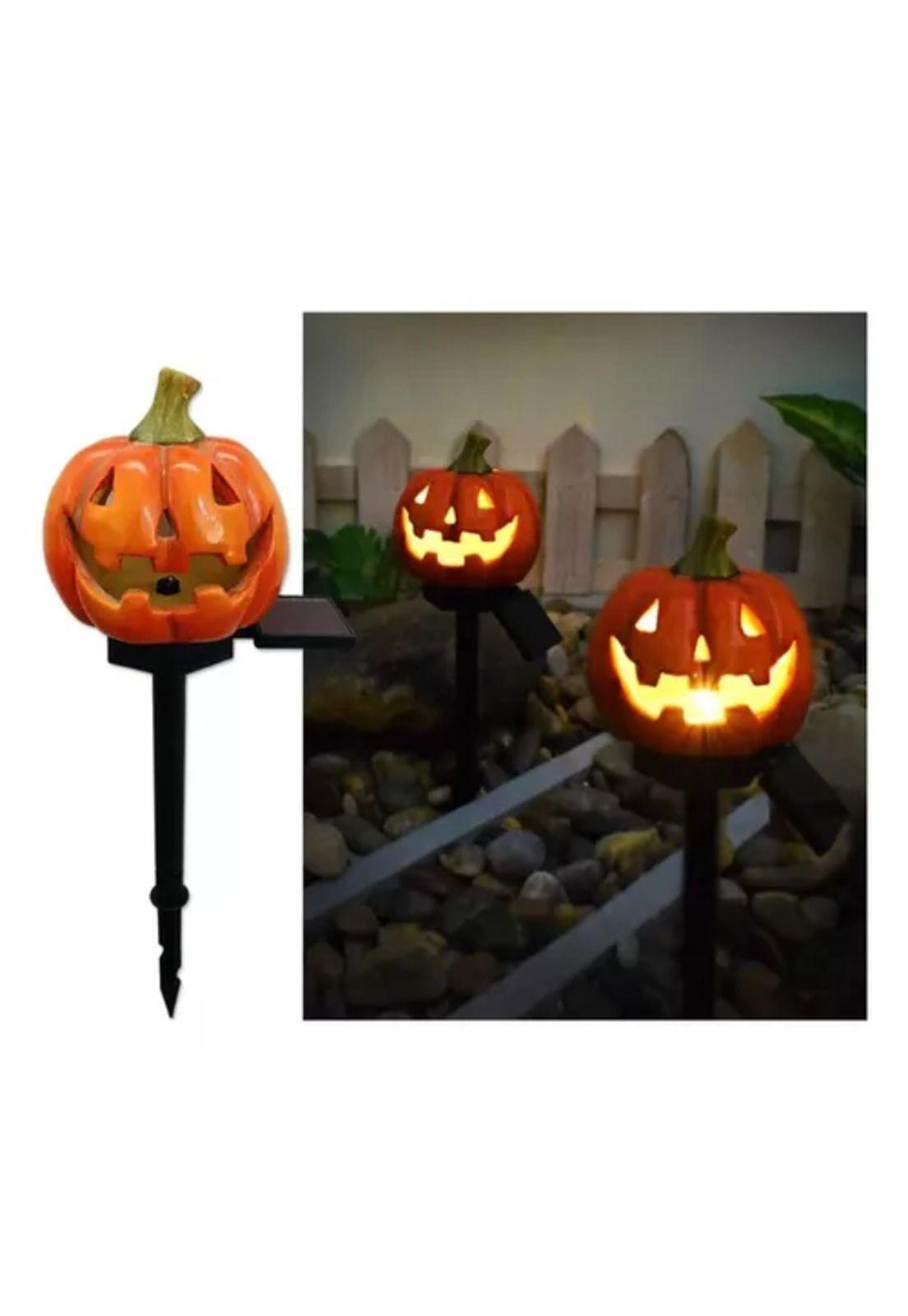 Estaca solar de Halloween, calabaza con luz, decoración de jardín-2